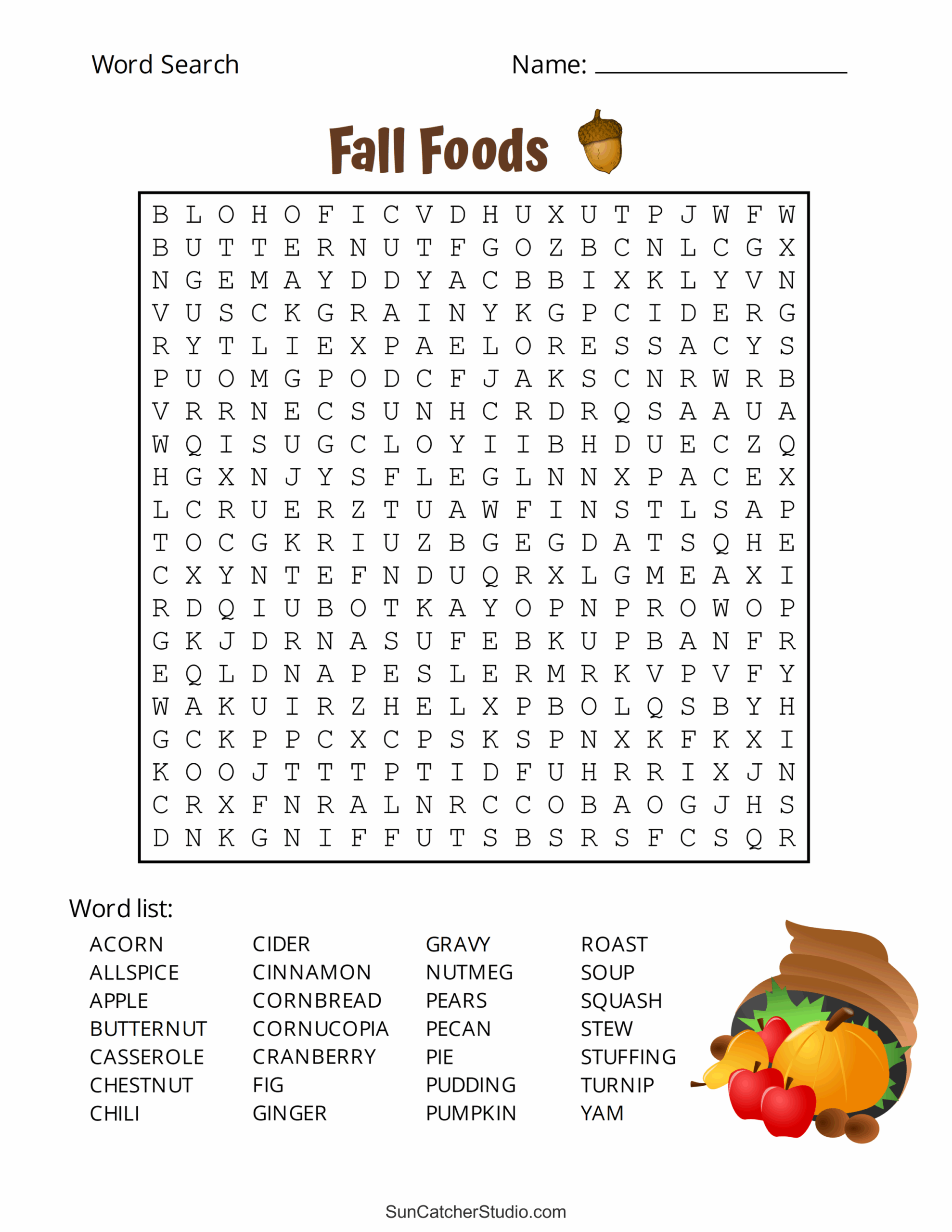 Printable Fall Word Search Puzzles Autumn Word Search Free Printables Monograms Design Tools Patterns DIY Projects