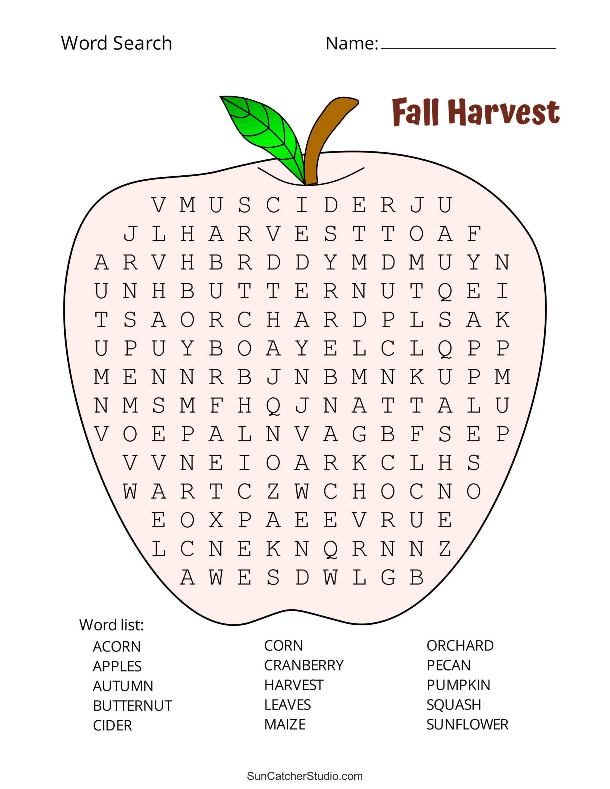 Printable Fall Word Search Puzzles Autumn Word Search Free Printables Monograms Design Tools Patterns DIY Projects