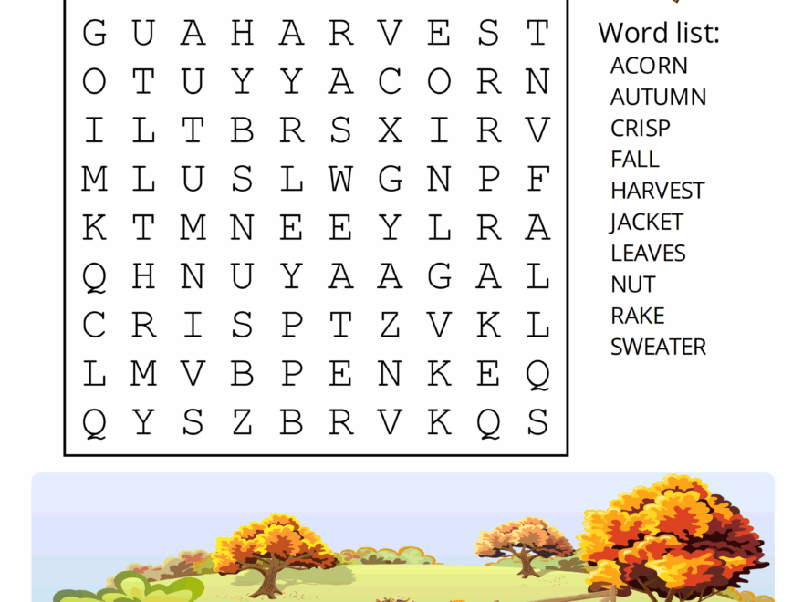 Printable Fall Word Search Puzzles Autumn Word Search Free Printables Monograms Design Tools Patterns DIY Projects