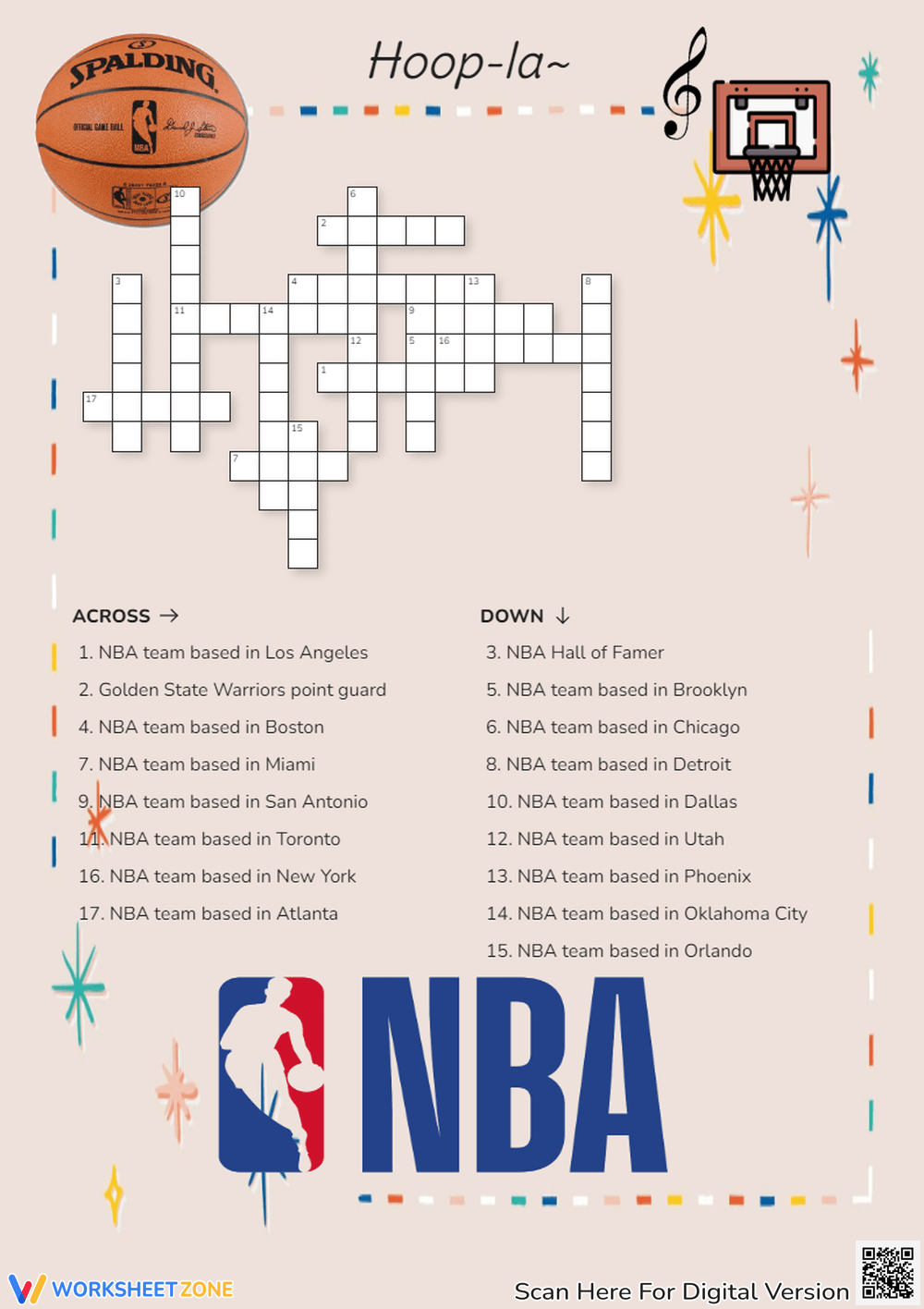 Printable Grade 3 Basketball Crossword Puzzle Worksheets Download