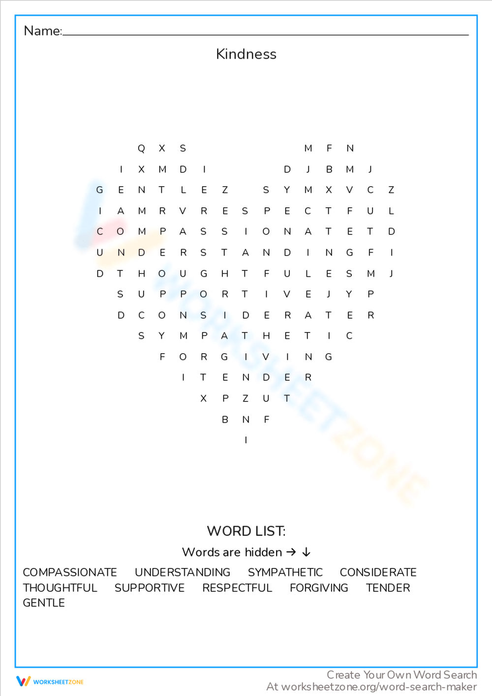 Printable Grade 5 Kindness Worksheets