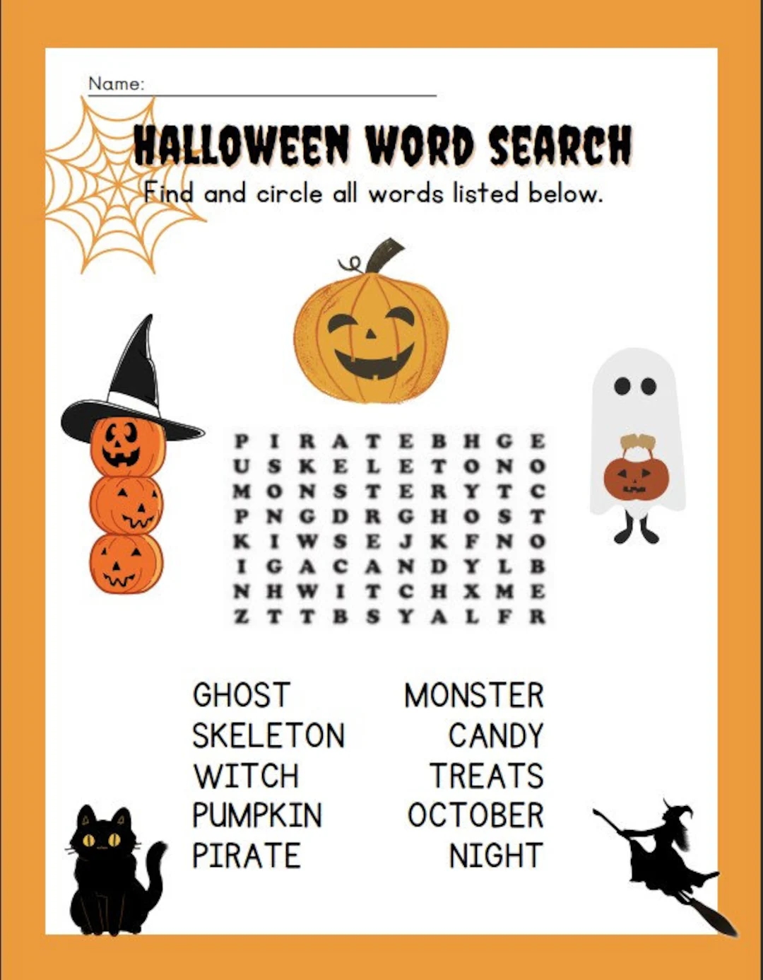Free Halloween Word Search Printable