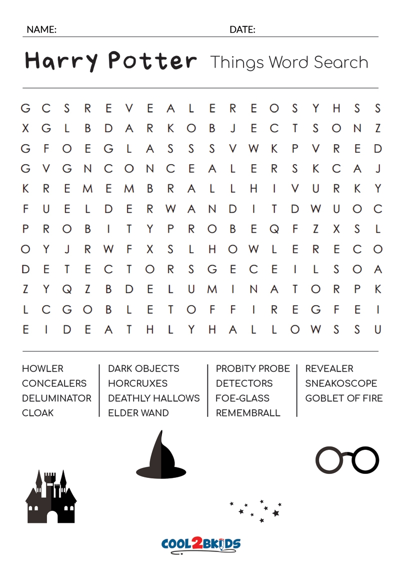 Difficult Harry Potter Word Search Printable