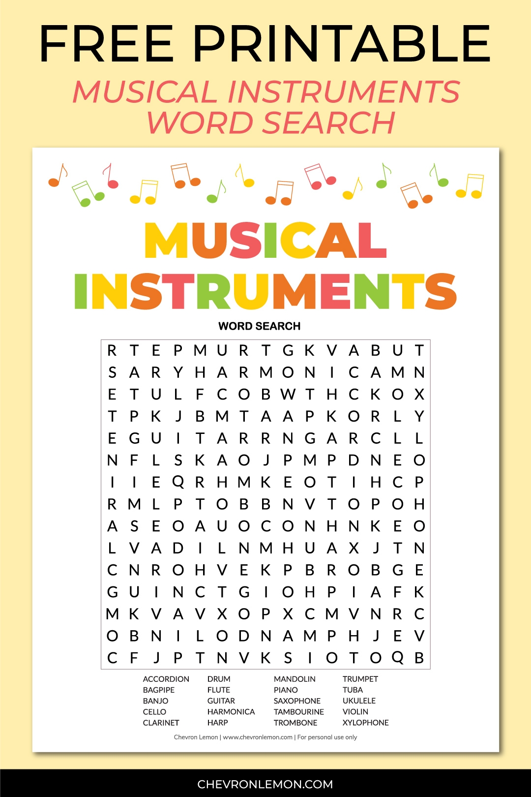 Free Music Word Searches Printable
