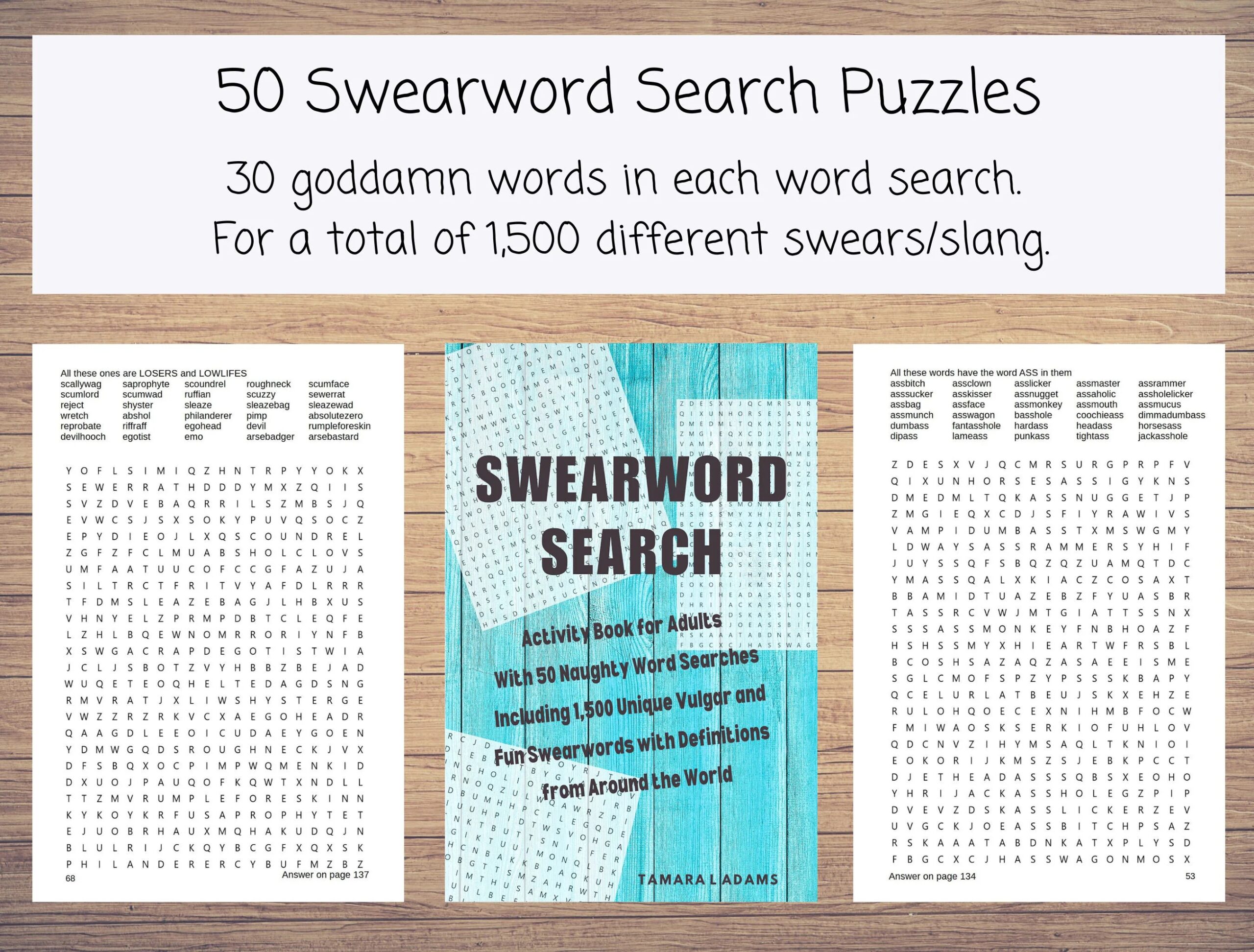Printable PDF Of Swearword Word Search Puzzles With 1500 Unique Swears Activity Book For Adults With 50 Words In Each Swearing Word Search Etsy UK