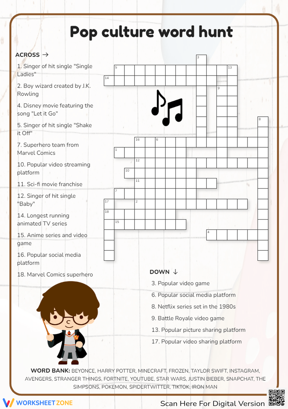 Pop Culture Word Search Printable