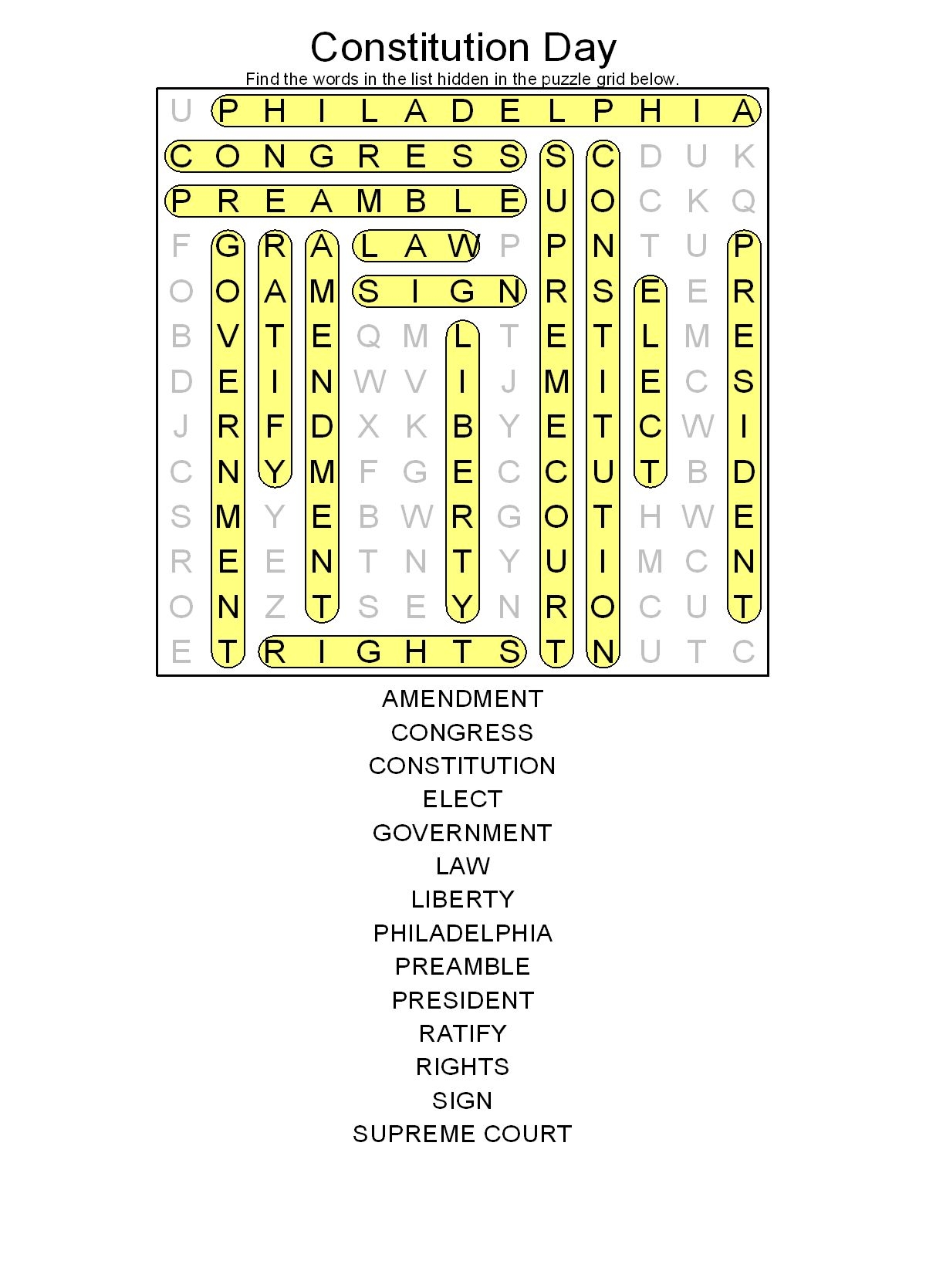Printable Resources For Constitution Day
