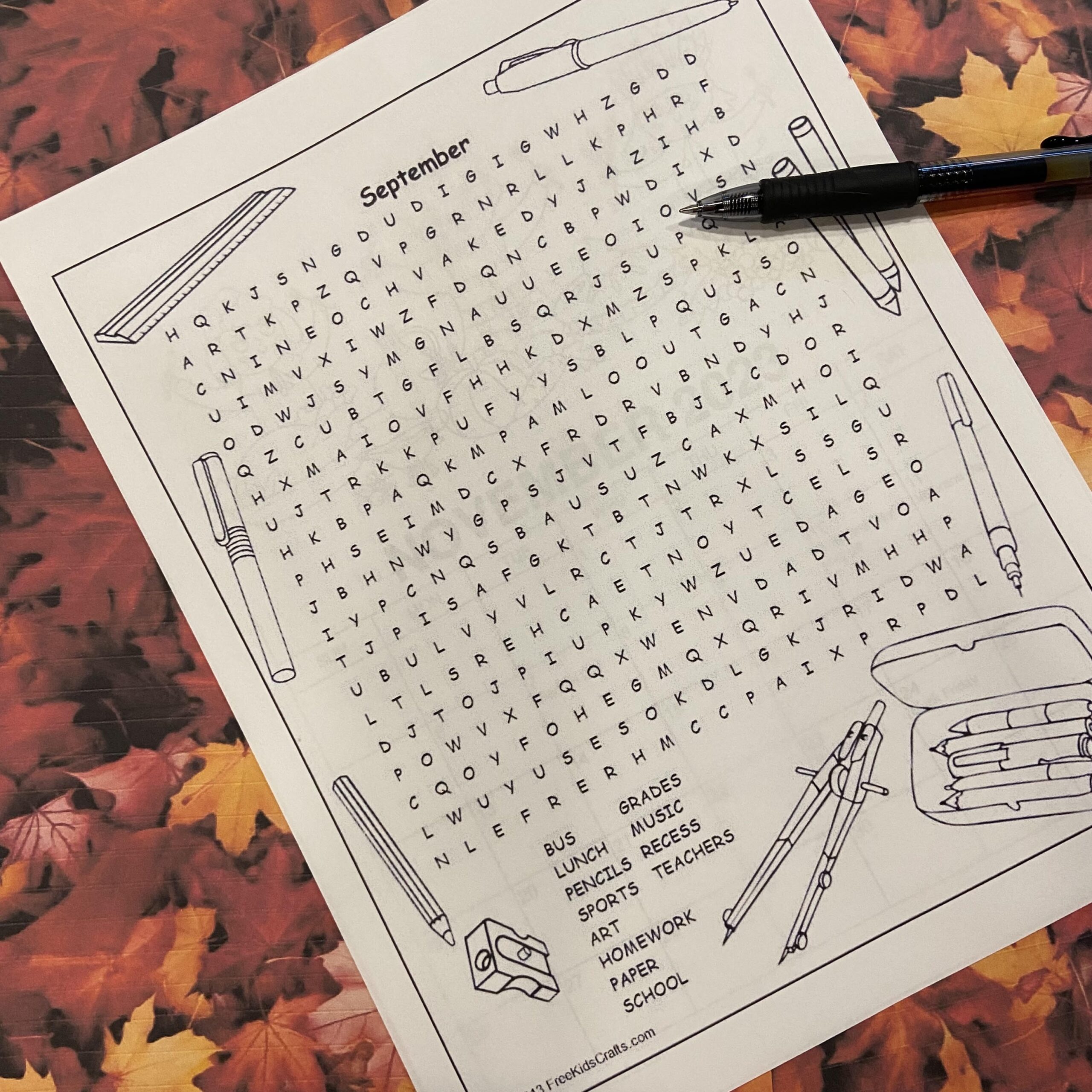September Word Search Printable