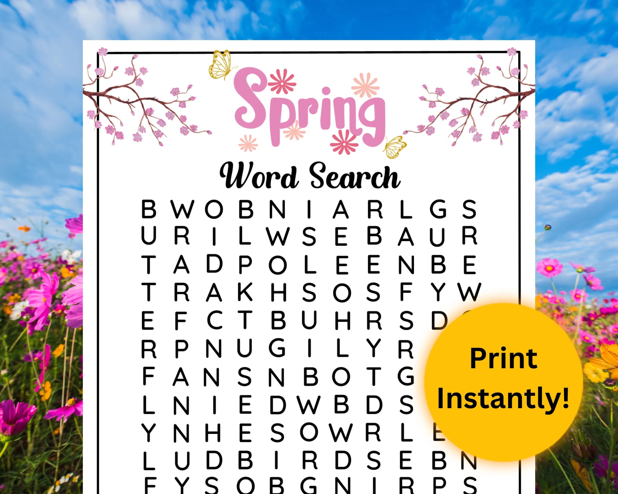 Printable Spring Word Search For Elementary Students