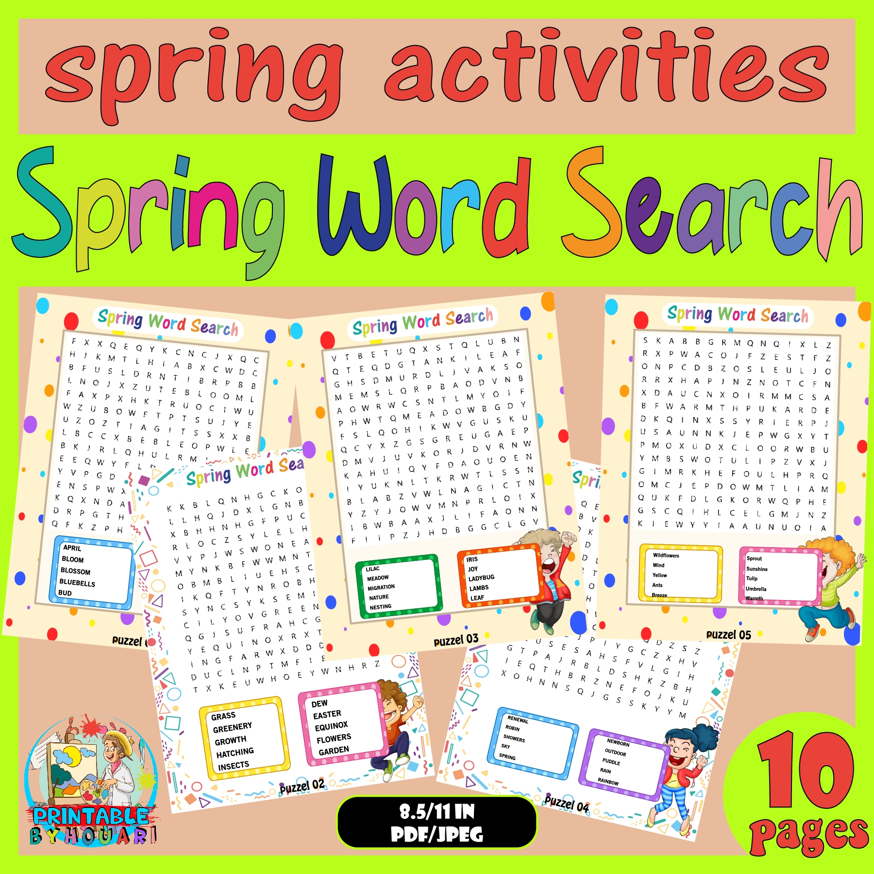 Printable Spring Word Search Worksheets April Puzzle Activities Made By Teachers