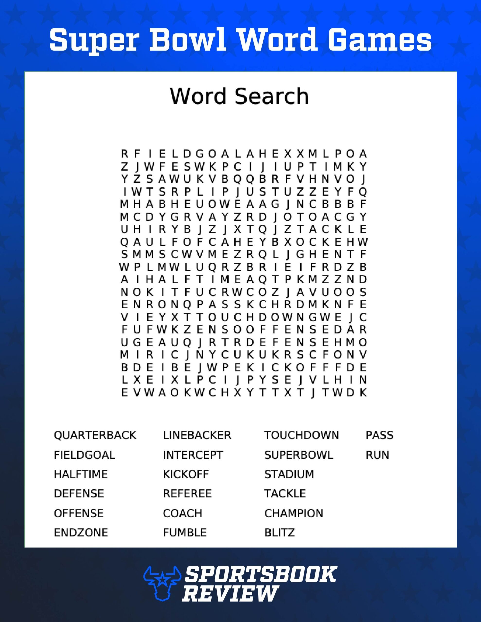 Printable Super Bowl Word Search