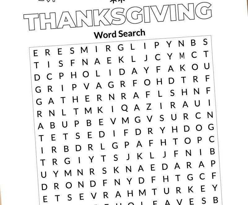 Printable Thanksgiving Word Search Chevron Lemon
