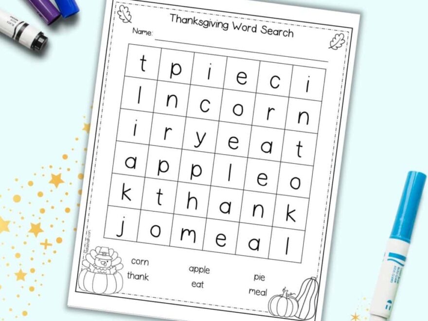 Printable Thanksgiving Word Search For Kindergarten The Artisan Life