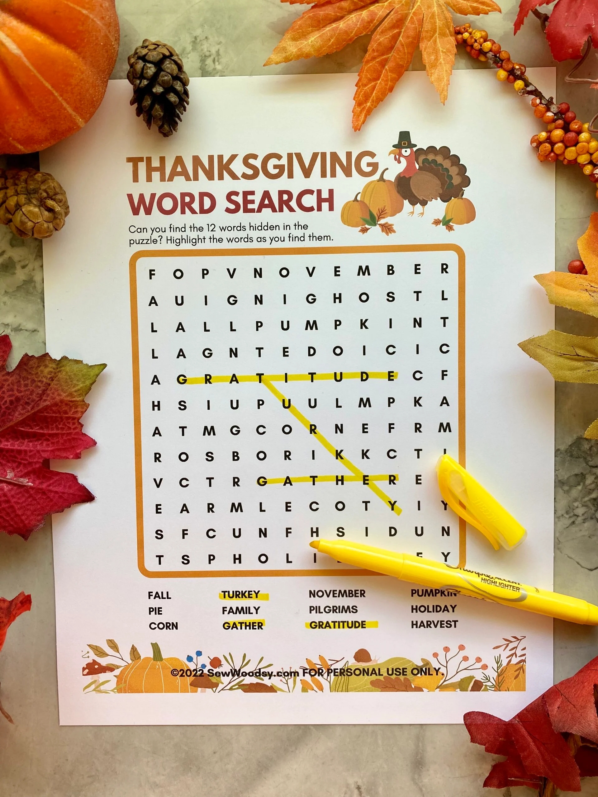 Free Printable Thanksgiving Word Search
