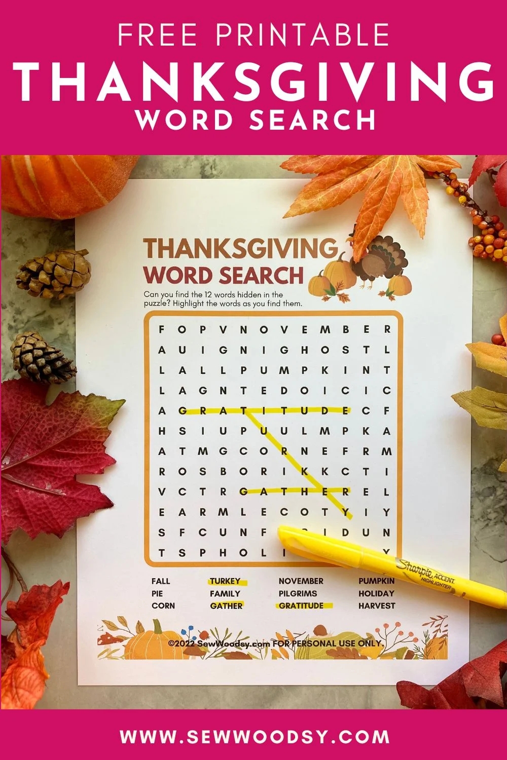 Printable Thanksgiving Word Search Sew Woodsy