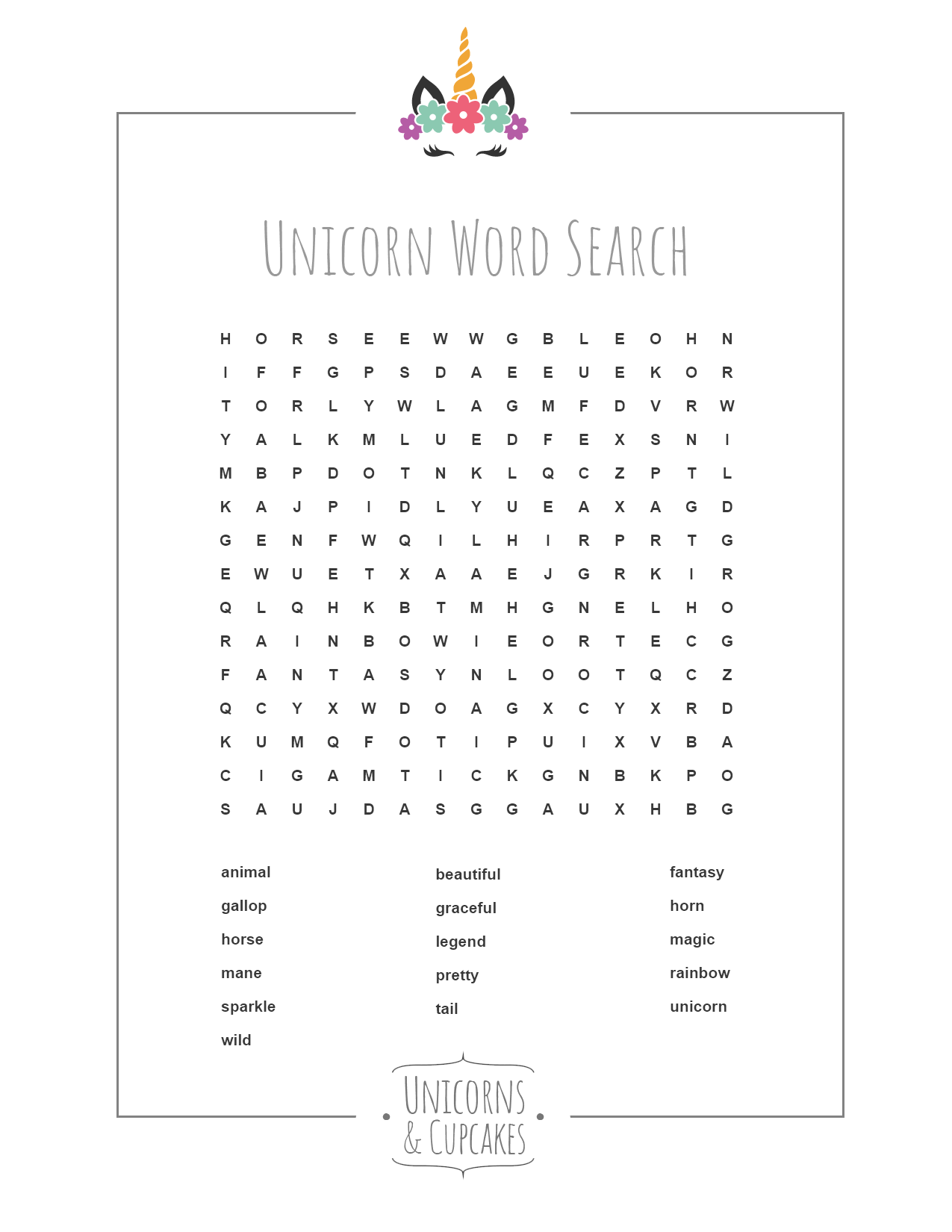 Printable Unicorn Games And Puzzles