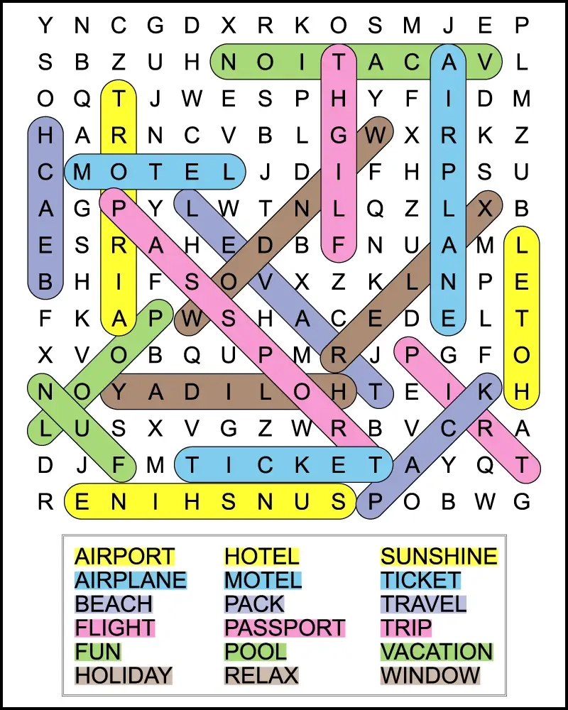 Printable Vacation Word Search For Kids Tree Valley Academy
