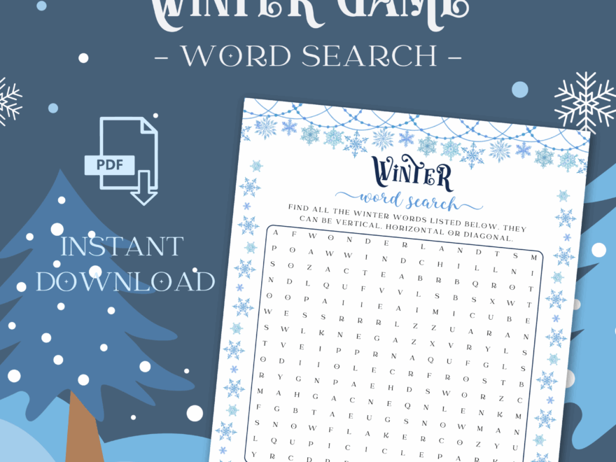Printable Winter Word Search Game Ave Mateiu