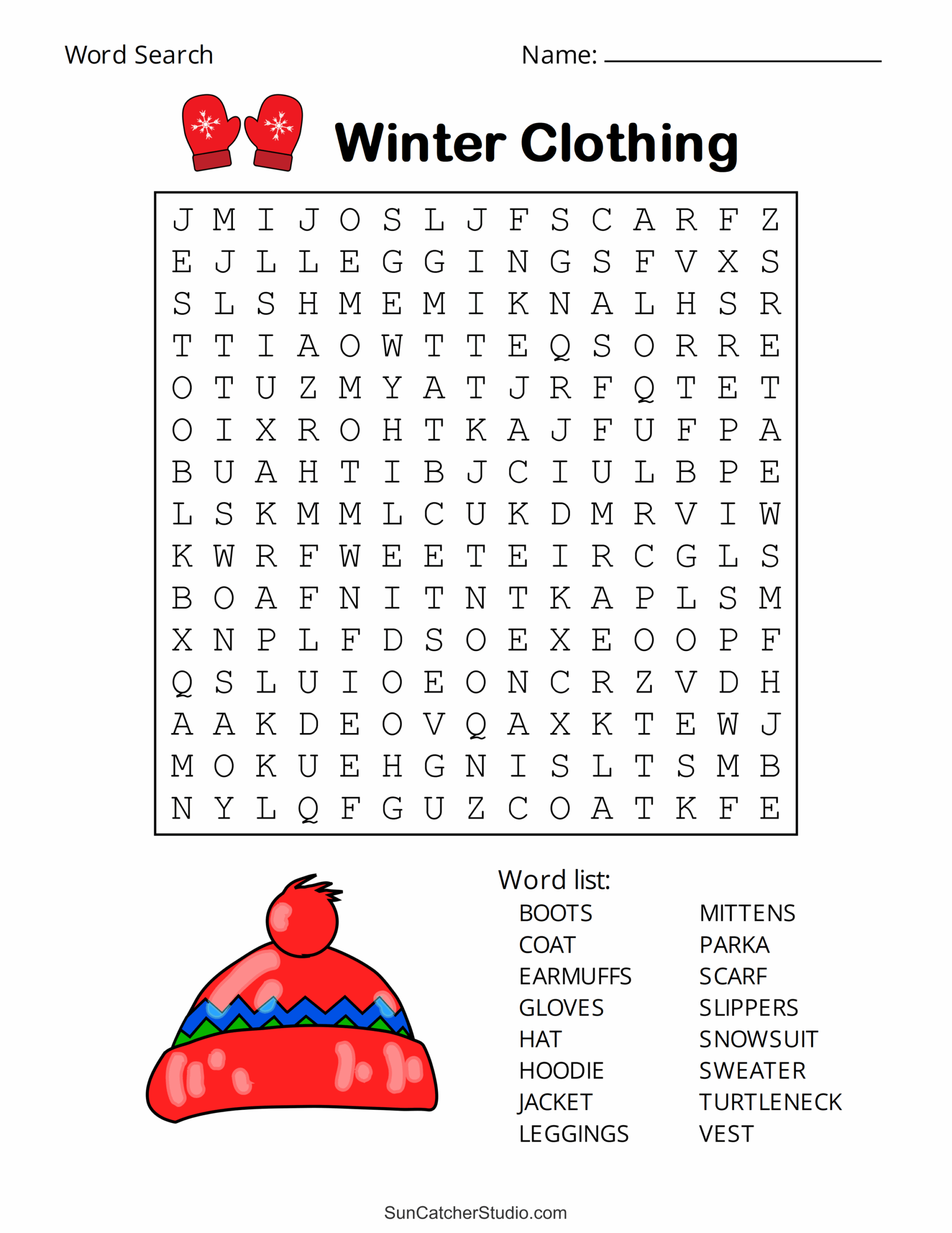 Free Printable Word Search Puzzles Winter Answers