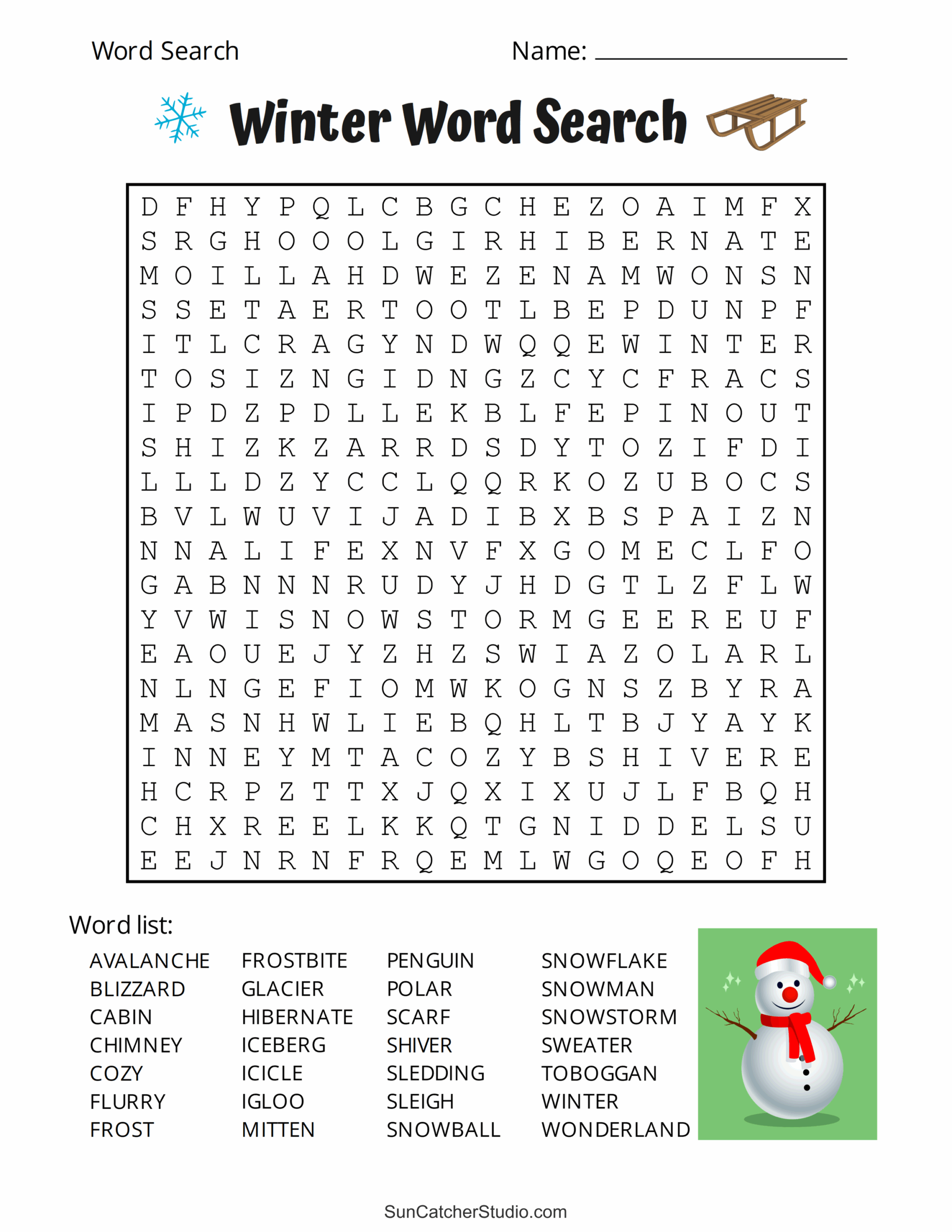 Printable Winter Word Search Puzzles Word Find Free Printables Monograms Design Tools Patterns DIY Projects