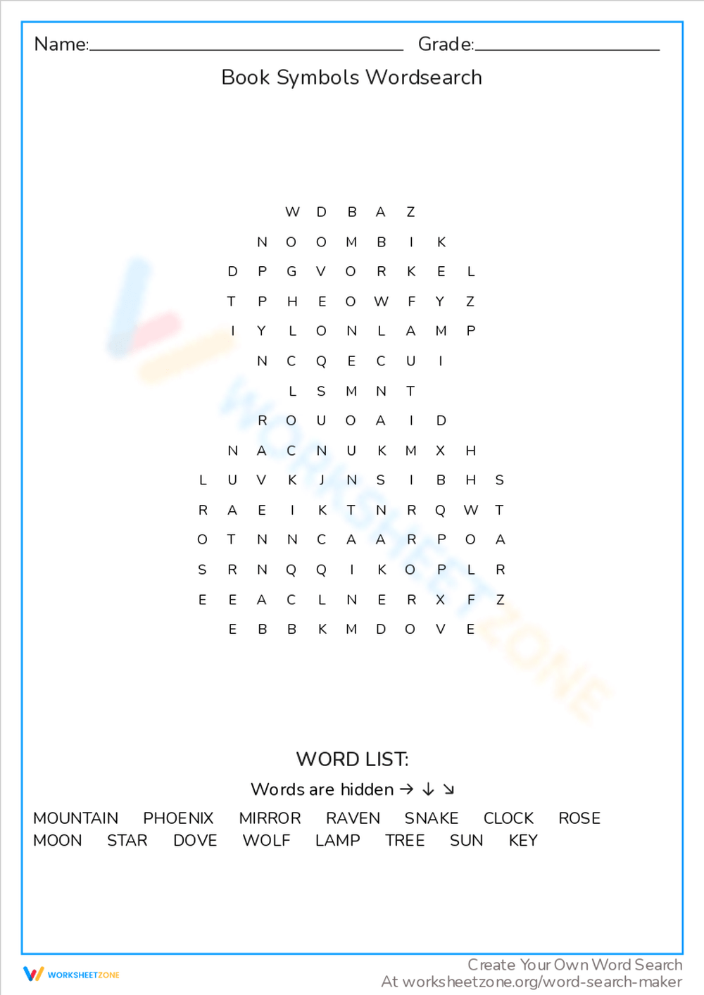 Printable Word Search About Books Worksheets