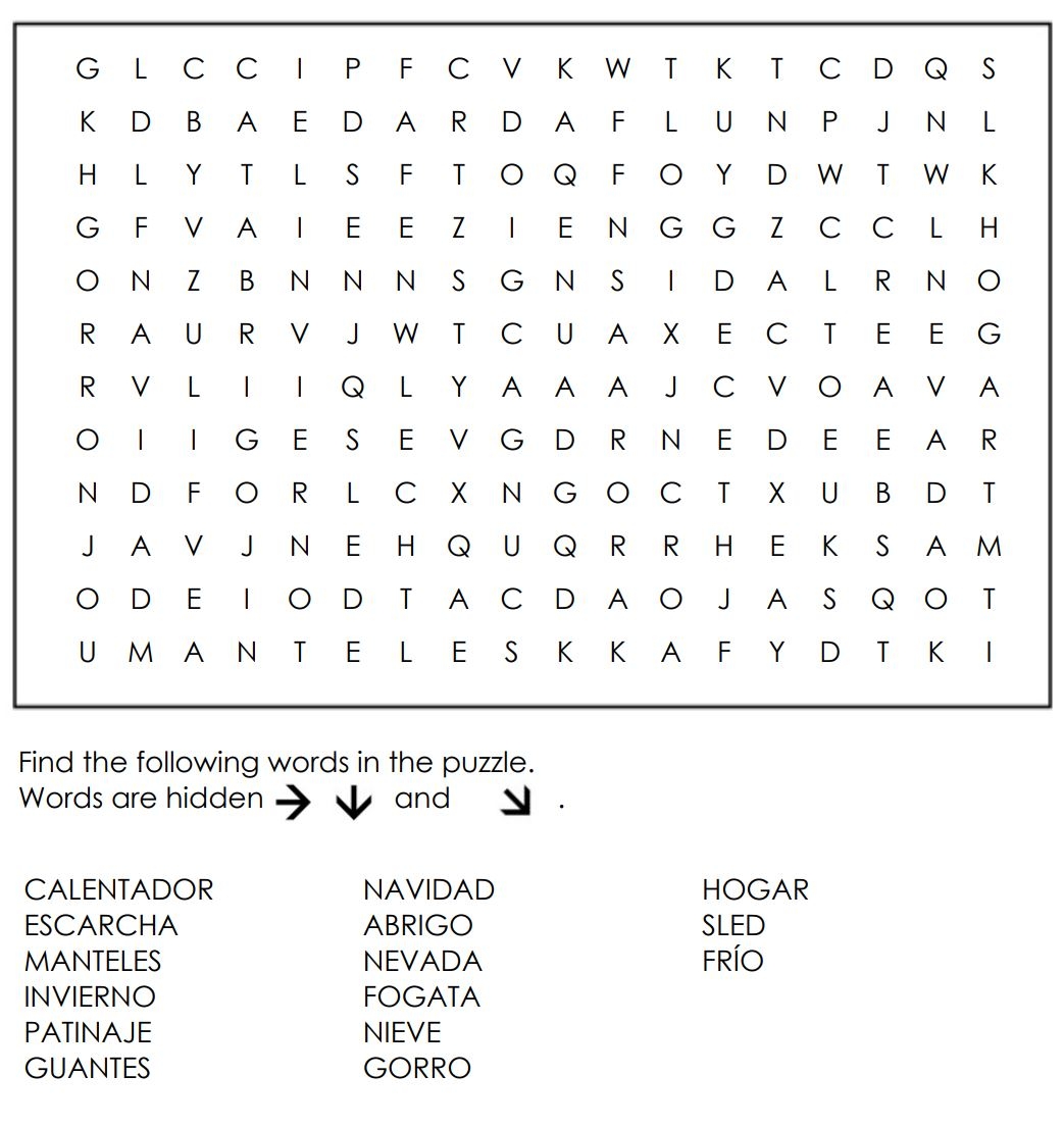 Word Search Intermediate Printable