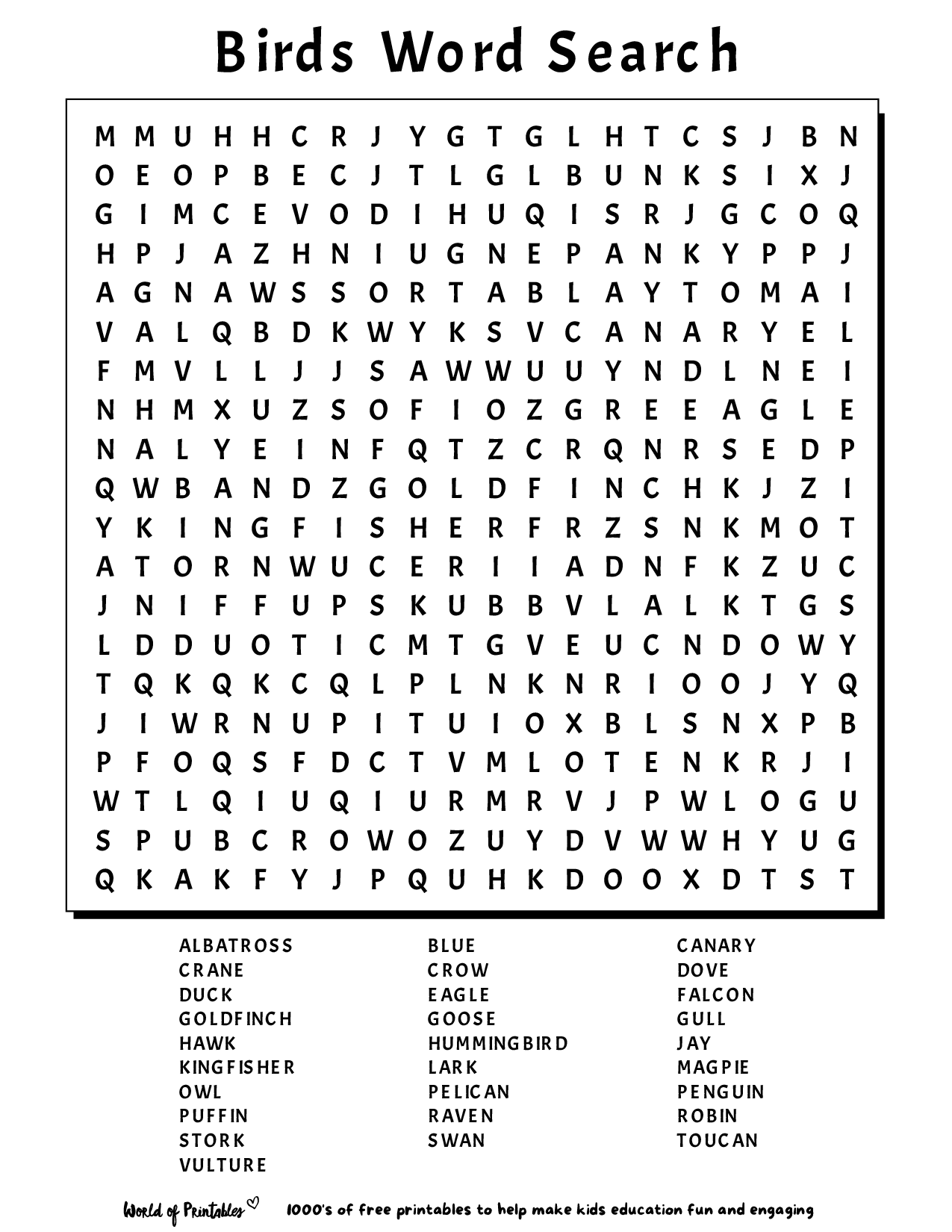 Printable Word Search World Of Printables