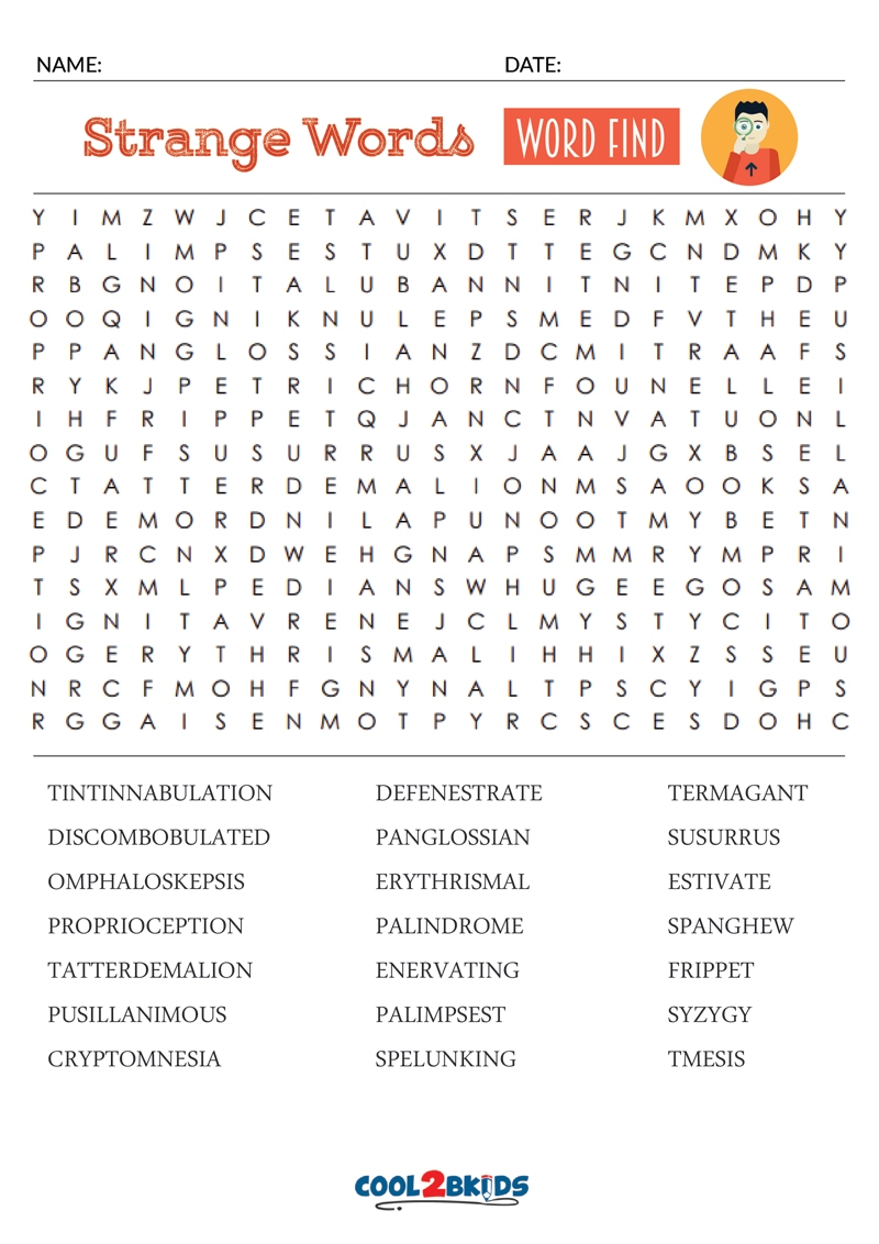 Adult Printable Word Search Puzzles