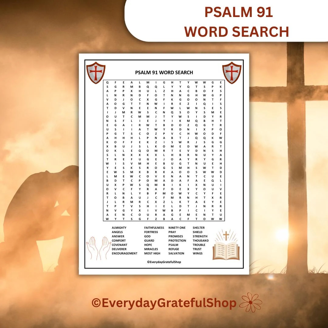 Psalm 91 Word Search Printable Fun And Interactive Bible Study Theme Activity Game Instant Download For Christian Gifts Etsy