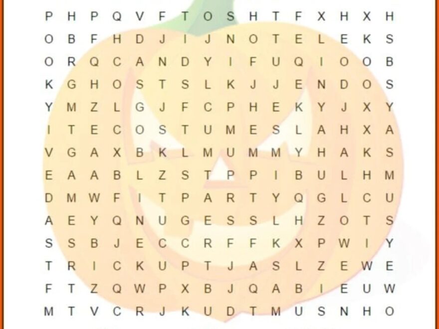 Pumpkin Halloween Word Search Printable Etsy
