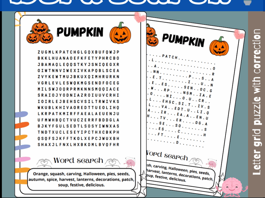 Pumpkin Word Search Puzzle Worksheet Activity Made By Teachers