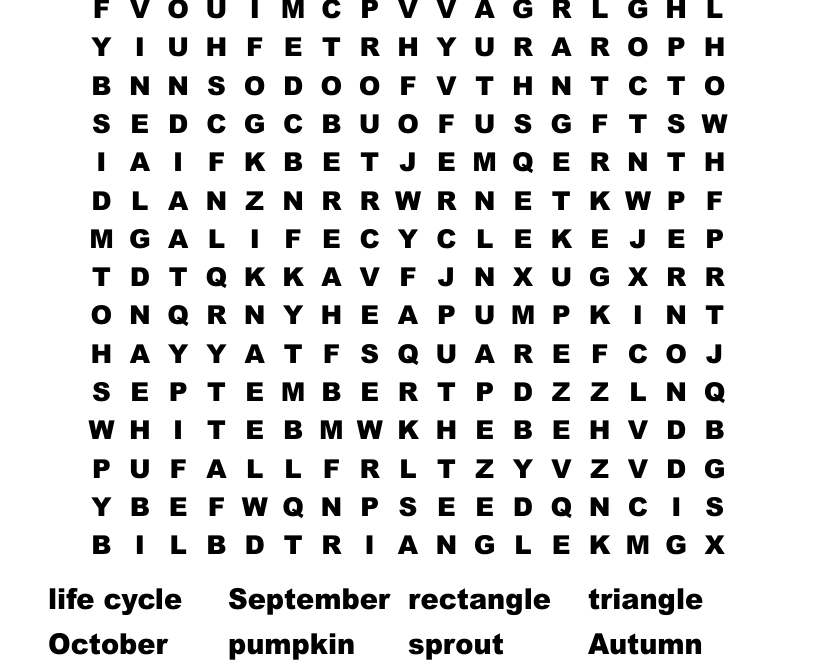Pumpkins Word Search WordMint