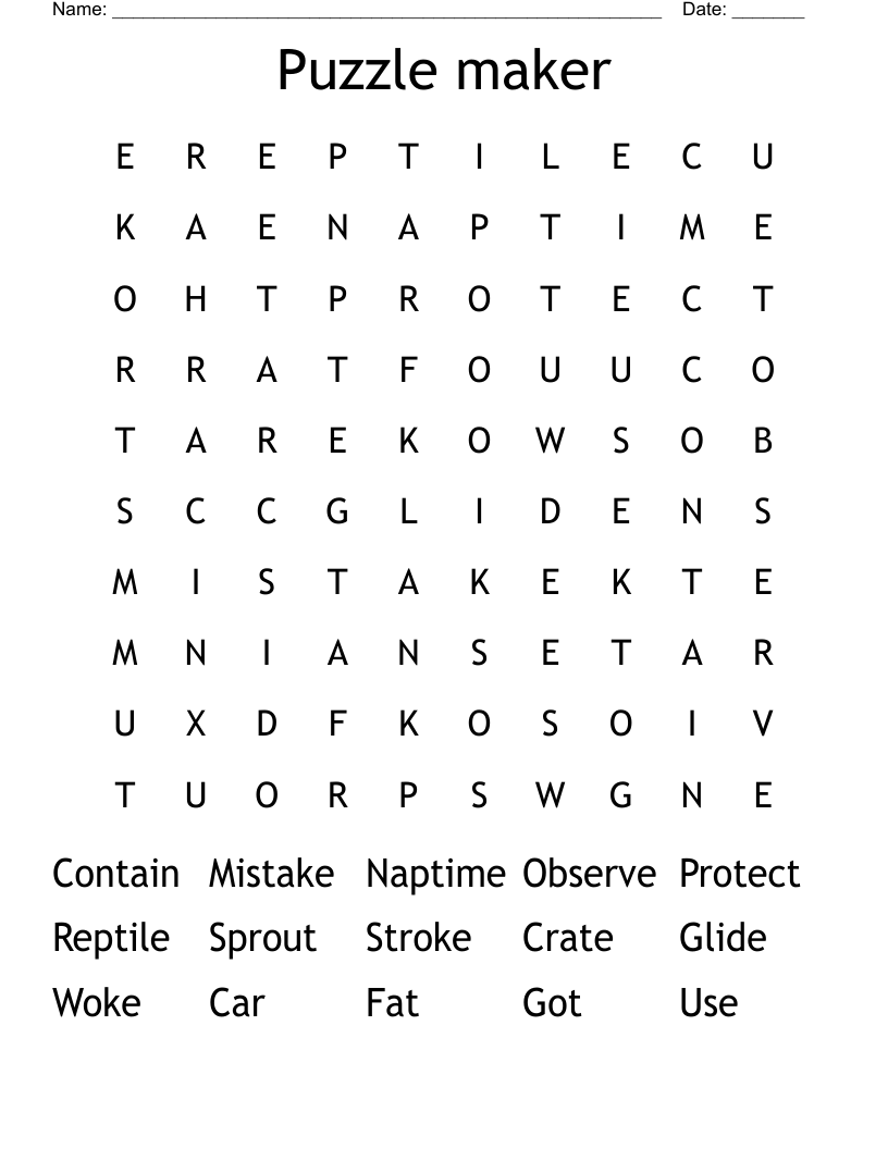 Puzzle Maker Word Search WordMint