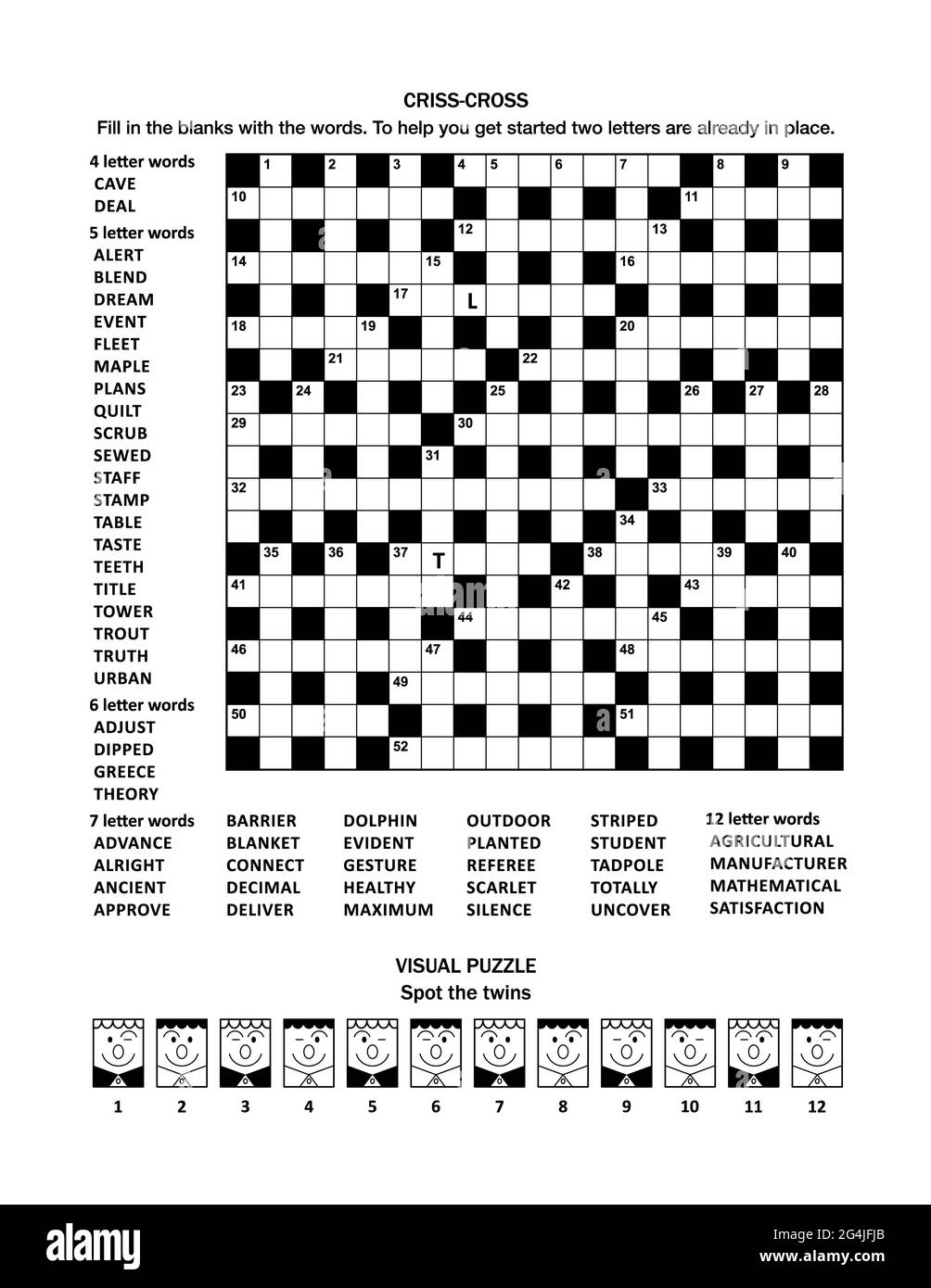 puzzle page criss cross word game hi res stock photography and images alamy