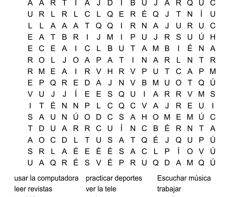 Realidades 1A Word Search WordMint