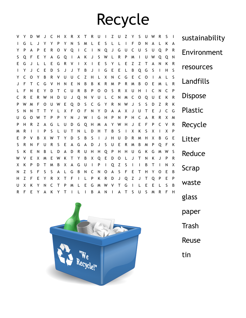 Recycle Word Search WordMint