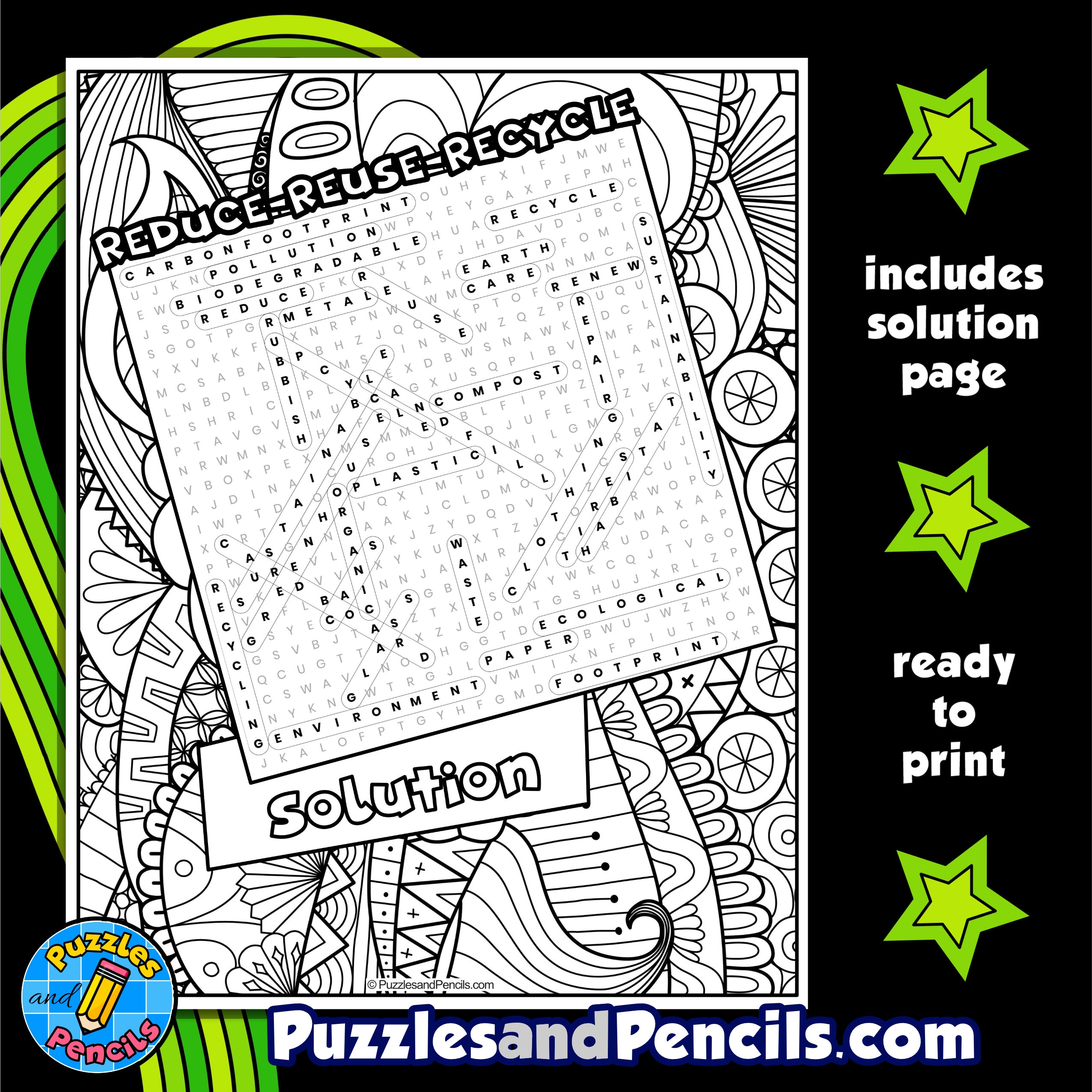 Recycling Word Search Printable