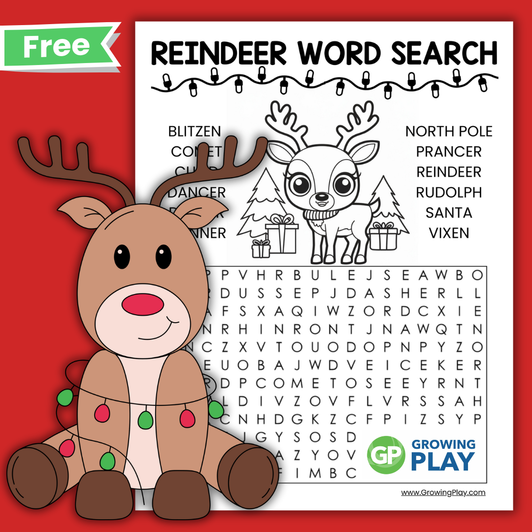 Reindeer Word Search Free Printable Growing Play