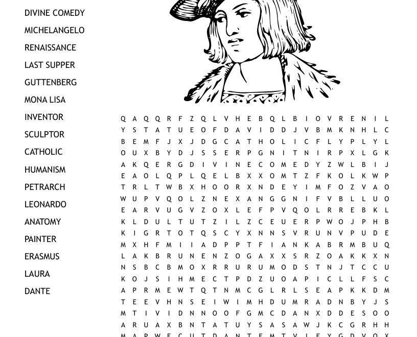 Renaissance Word Search WordMint
