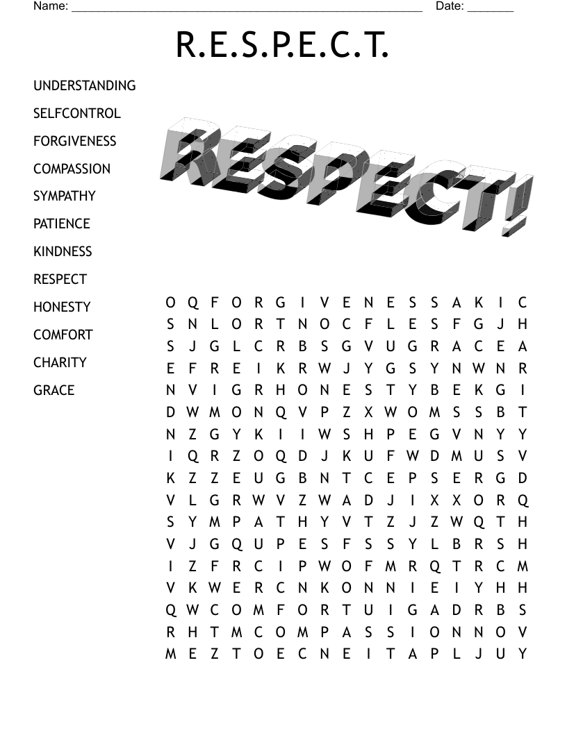 Respect Word Search WordMint Respect Word Search WordMint