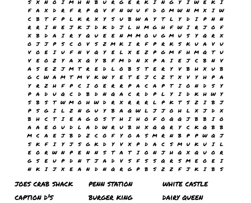 Restaurant Word Search WordMint