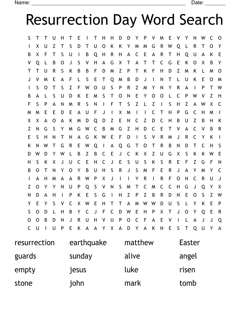 Resurrection Day Word Search WordMint
