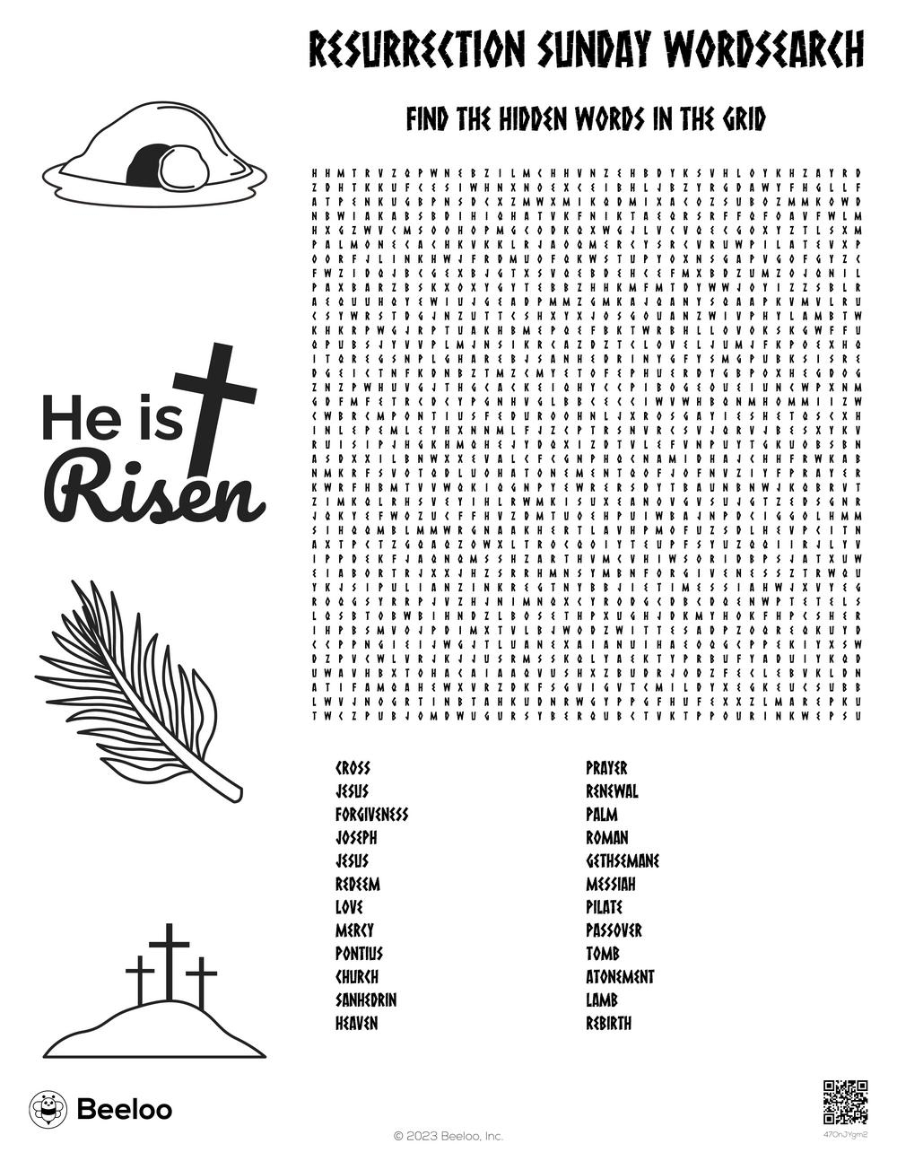 Resurrection Sunday Wordsearch Beeloo Printable Crafts And Activities For Kids