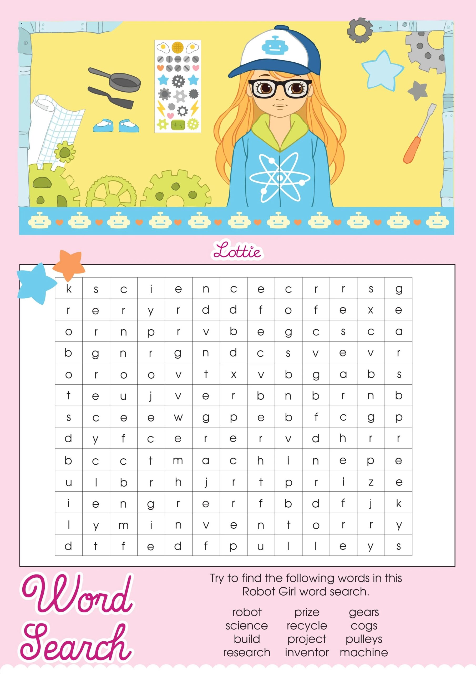 Robot Girl Lottie Printable Word Search