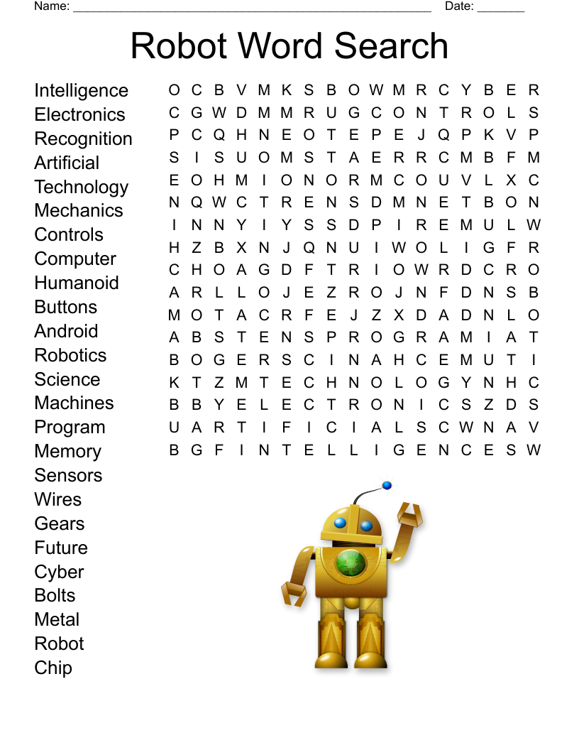Robot Word Search WordMint Robot Word Search WordMint