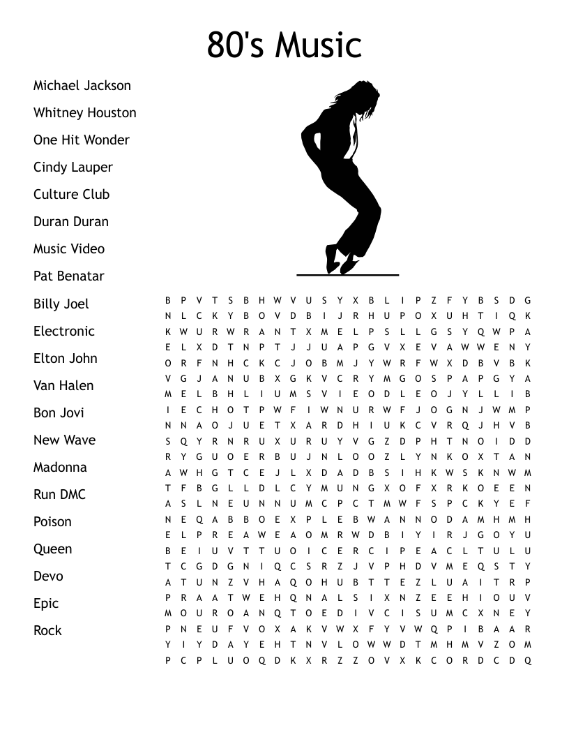 Rock And Roll Word Search WordMint