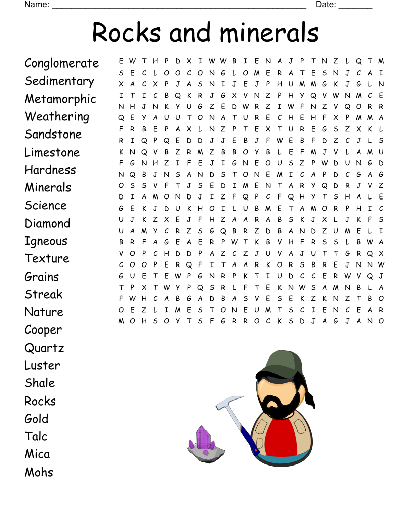 Rocks Word Search WordMint
