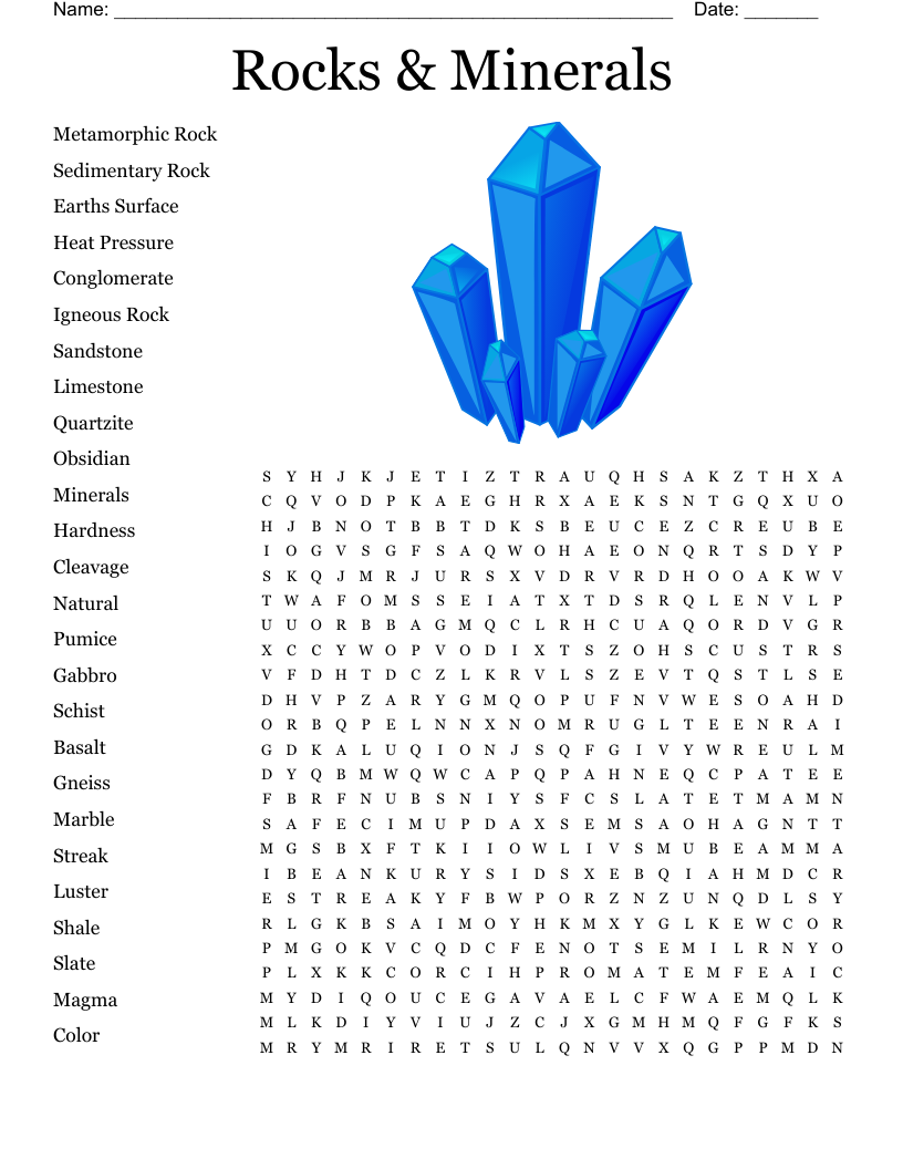 Rocks Word Search WordMint