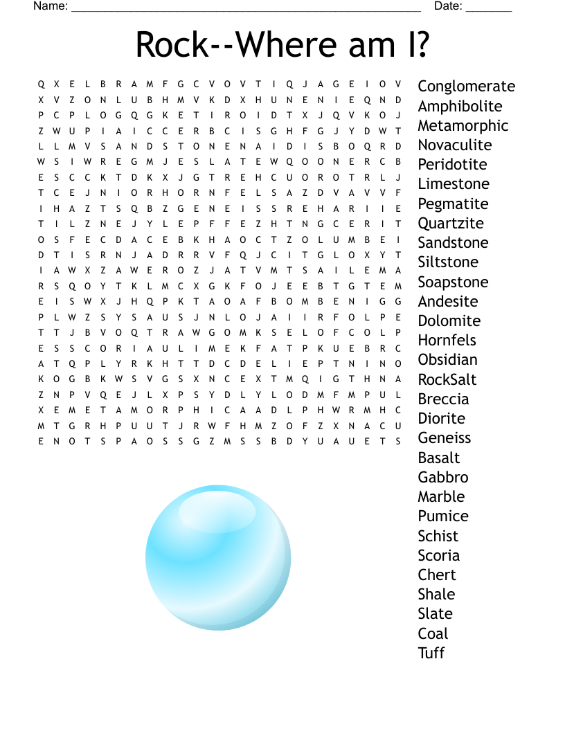 Rocks Word Search WordMint