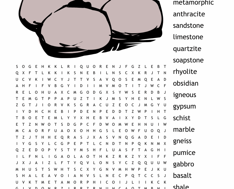 Rocks Word Search WordMint